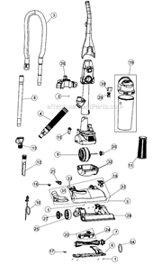Page A Diagram and Parts List for M088100  Dirt Devil Upright Vacuum